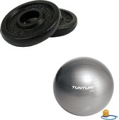 Tunturi - Fitness Set - Halterschijven 2 x 0,5 kg - Gymball Zilver 90 cm