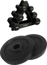 Tunturi - Fitness Set - Dumbbell Opbergrek incl 2x 1 t/m 3 dumbbells  - Halterschijven 2 x 2,5 kg