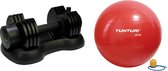 Tunturi - Fitness Set - Verstelbare Dumbbellset 12,5 kg - Gymball Rood 55 cm