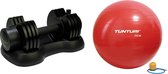 Tunturi - Fitness Set - Verstelbare Dumbbellset 12,5 kg - Gymball Rood 75 cm