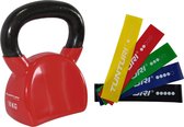 Tunturi - Fitness Set - Weerstandsbanden 5 stuks - Kettlebell 10 kg