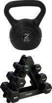 Tunturi - Fitness Set - Dumbbell Opbergrek incl 2x 1 t/m 3 dumbbells - Kettlebell 2 kg