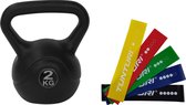 Tunturi - Fitness Set - Weerstandsbanden 5 stuks - Kettlebell 2 kg