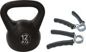 Tunturi - Fitness Set - Knijphalters 2 stuks - Kettlebell 12 kg