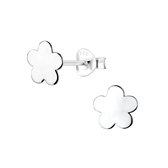 Joy|S - Zilveren Daisy bloem oorbellen - 8 mm - egaal