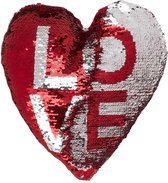 Kussen Sequin Hart Love 30 cm Deco Sierkussen Pailletten- Valetijnscadeaus