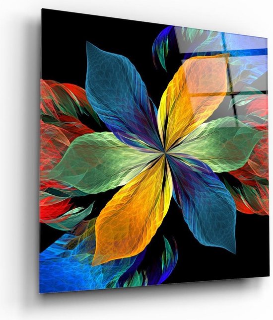 Tableau sur Glas Harmonie de feuilles -100 x 100 cm (40 x 40 pouces) / Peinture sur verre