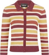 Collectif Enza Retro Striped 60's Cardigan Bruin