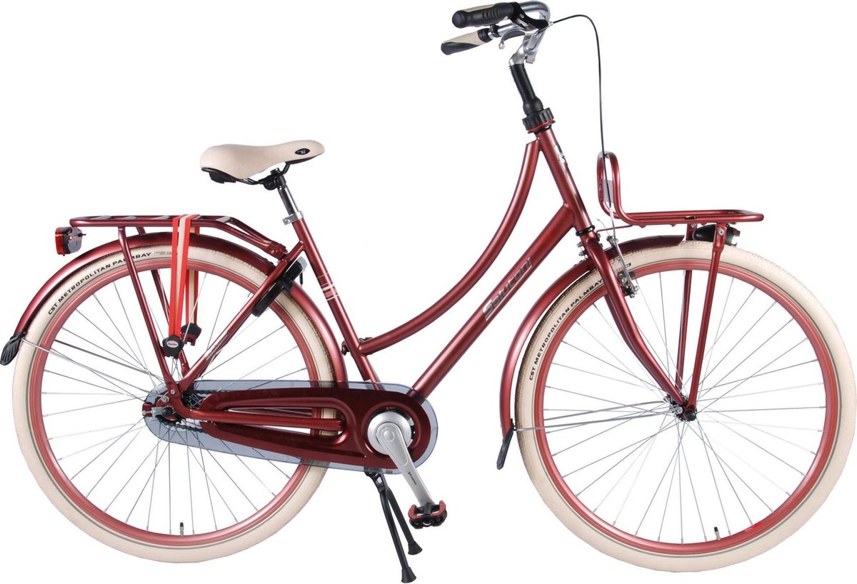 SALUTONI Excellent Stadsfiets - 28 inch - 50 centimeter - Bordeaux - 95%  afgemonteerd - GoedkopeFietsKopen