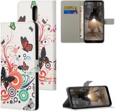 Nokia 2.4 Book Case Hoesje Wallet Met Vlinders Print