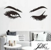 Jawes- Muursticker- Wimpers- Zwart- Oog- Kamer- Sticker- Slaapkamer- Meisje- Elegant