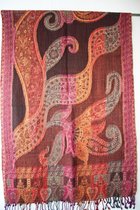 1001musthaves.com Wollen dames sjaal bruin tinten met rood en oranje 70 x 200 cm