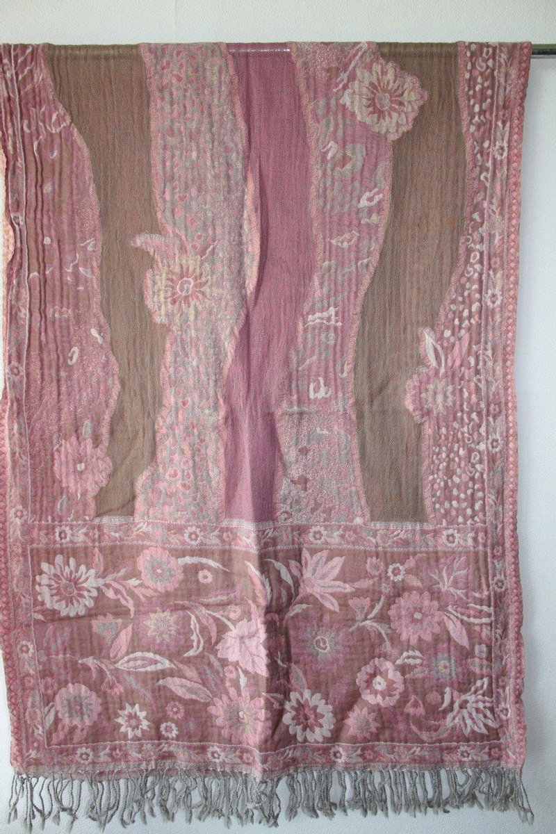 1001musthaves.com Wollen dames sjaal in zacht roze met camel beige 70 x 180 cm