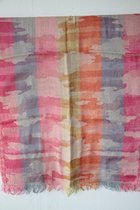 1001musthaves.com Dames sjaal met legermotief roze lila oranje katoen en zijde 50 x 180 cm