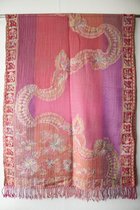 1001musthaves.com Roze lila kleurige wollen dames sjaal met fijn meerkleurig borduurwerk 70 x 180 cm