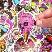 Fun Horror Sticker set - 50 stuks permanente stickers - stickers kinderen - stickers laptop - skate stickers