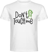 T-Shirt - Casual T-Shirt - Fun T-Shirt - Fun Tekst - Lifestyle T-Shirt - Cactus - Don't touch Me - White - S