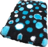Vetbed - Dierenmat - Dierenkleed - Hondenkleed - Circles Zwart Turquoise Wit - latex anti-slip 100 x 75 cm - Machine wasbaar