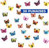 Hello Tomorrow® 30 st. Punaises Voor Prikbord Kurk- Vlinders Decoratie Muur & Wand - Knutselen - Kleur