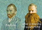 Set van 8 grappige postkaarten - Vincent van Gogh in corona quarantaine - covid baard - ansichtkaarten - kunst