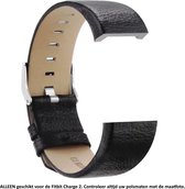 Zwart kunstlederen bandje voor Fitbit Charge 2 – Maat: zie maatfoto - gespsluiting – Black PU leather smartwatch strap - Leer - Leder - Leren Horlogebandje
