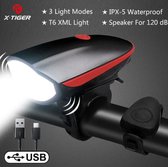 Oplaadbare fietslamp en fietsbel - Set - 3 Modes - IPX-5 Waterdicht