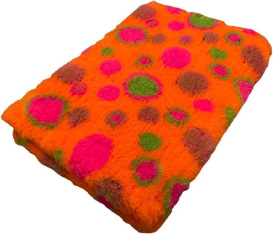 Foto: Vetbed hondenkleed dierenmat dierenkleed circles oranje groen fuchsia latex anti slip 100 x 75 cm machine wasbaar