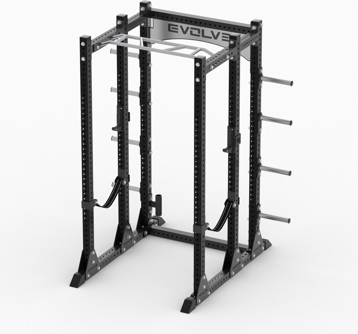 Krachtstation Evolve Fitness Full Power Rack FR-200 Cage - Voor Zwaar Commercieel gebruik of Professionele Home Gym - Duurzaam Frame - Volledig Verstelbaar - Multi Grip Pull-Up Bar - Veiligheidsbanden - 1000KG Belastbaar - Goede Garantievoorwaarden