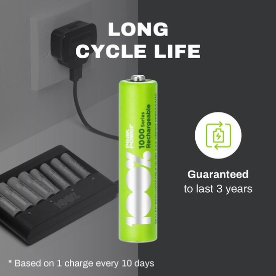 100% Peak Power oplaadbare batterijen AAA - NiMH AAA batterij - micro 800 mAh - 12 stuks