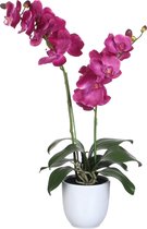 Mica Decorations Phalaenopsis Kunstplant in Bloempot Tusca - H100 x Ø53 cm - Wit