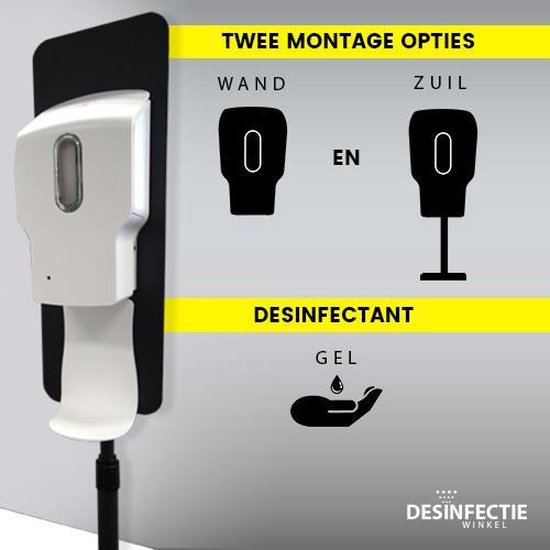 Desinfectiezuil met sensor voor handgel - desinfectiepaal met automatische touchfree desinfectie dispenser