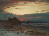 George Inness, Een winterse hemel, 1866 op canvas, afmetingen van dit schilderij zijn 45 X 100 CM