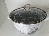Paçi Şener frituurpan van 4,5 L wit met grijze marmerpatroon van 22 cm (met inductie)