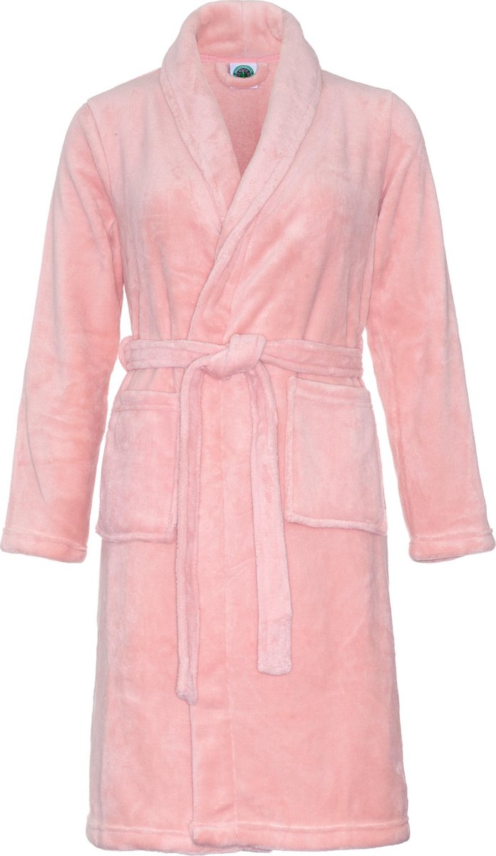 Kinderbadjas fleece - oudroze - meisjes ochtendjas maat 152/158