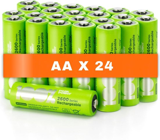 100% Peak Power oplaadbare batterijen AA - Duurzame Keuze - NiMH AA batterij mignon... |