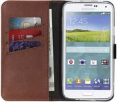 Selencia Echt Lederen Booktype Samsung Galaxy S5 (Plus) / Neo hoesje - Bruin