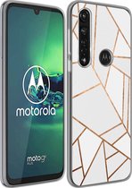 iMoshion Design voor de Motorola Moto G8 Power hoesje - Grafisch Koper - Wit / Goud
