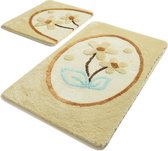 Nerge.be | Luxe Acryl Badmat Set van 2, Handgemaakt | Ladure Stone 60x100cm - 50x60cm | Antibacterieel | Natuurlijke latex