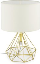 Relaxdays nachtlamp volwassenen - tafellamp slaapkamer - draadstaal - vintage - goud wit