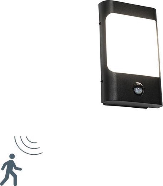 QAZQA khuvan - Moderne LED Wandlamp met Bewegingsmelder | Bewegingssensor | sensor voor buiten - 1 lichts - D 5 cm - Zwart - Buitenverlichting