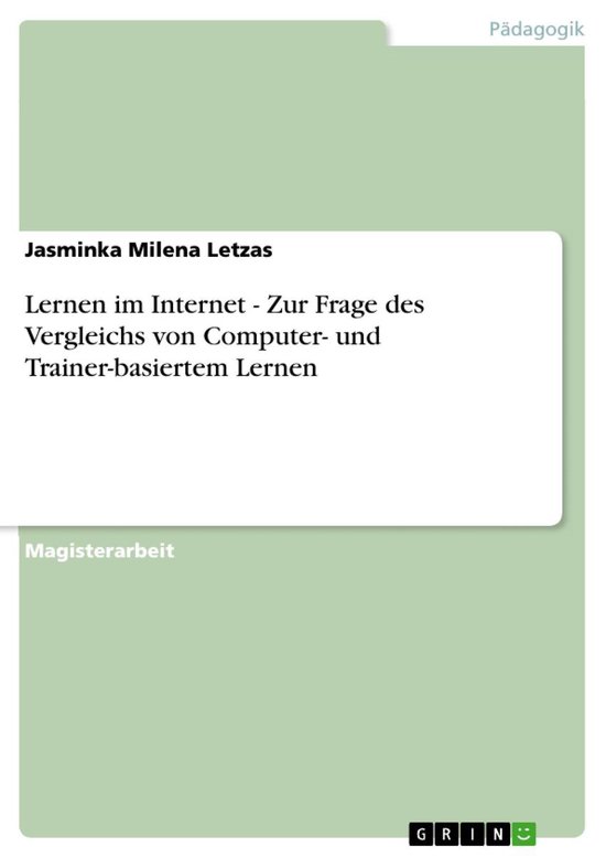 Lernen im Internet - Zur Frage des Vergleichs von Computer-  ... - cover