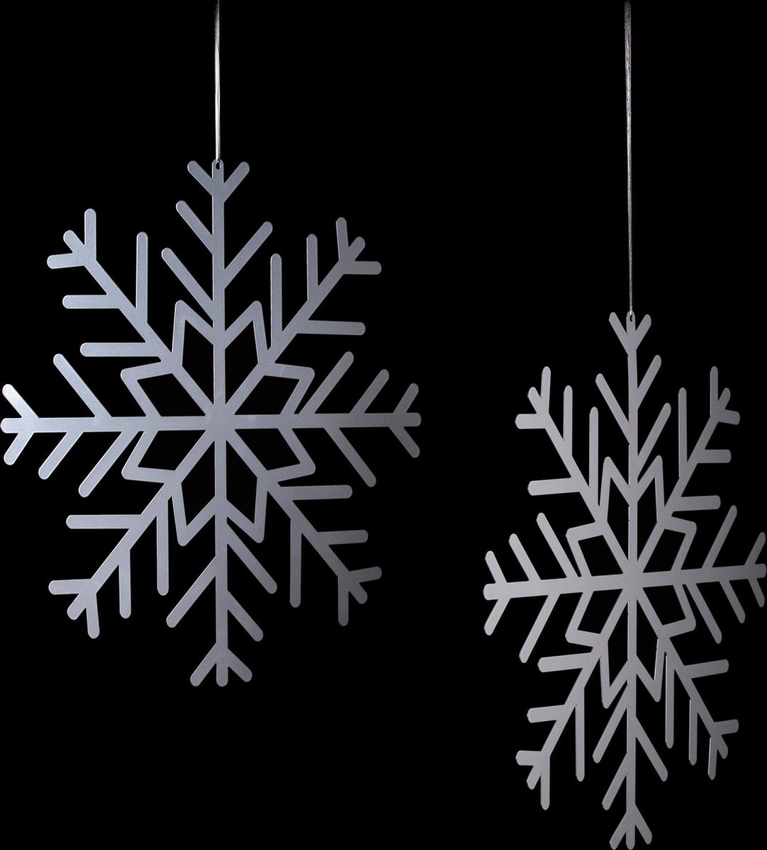Kerstkaarten houder - Set van 2 - Sneeuwvlok - Grijs - Metaal - Kerstversiering - Kaartenhouder