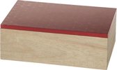 Theedoos rood - 15x23xh8cm - rechthoek hout