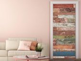 Sticky Decoration - Luxe Deursticker Oude Kleurrijk Geverfde Planken - op maat voor jouw deur