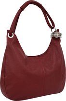 AmbraModa dames leren handtas schoudertas draagtas Hobo bag GL03 Donkerrood