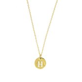 Letter ketting coin - initiaal H - Goud - 40 cm