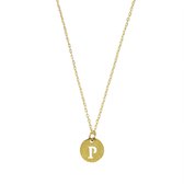 Letter ketting coin - initiaal P - Goud - 40 cm