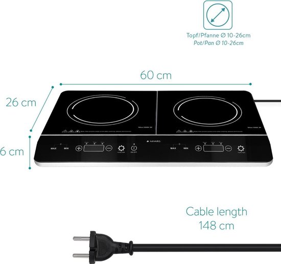 Dubbele inductiekookplaat 3500W - 2 kookplaten met timer en touch-display -  Makkelijk... | bol.com