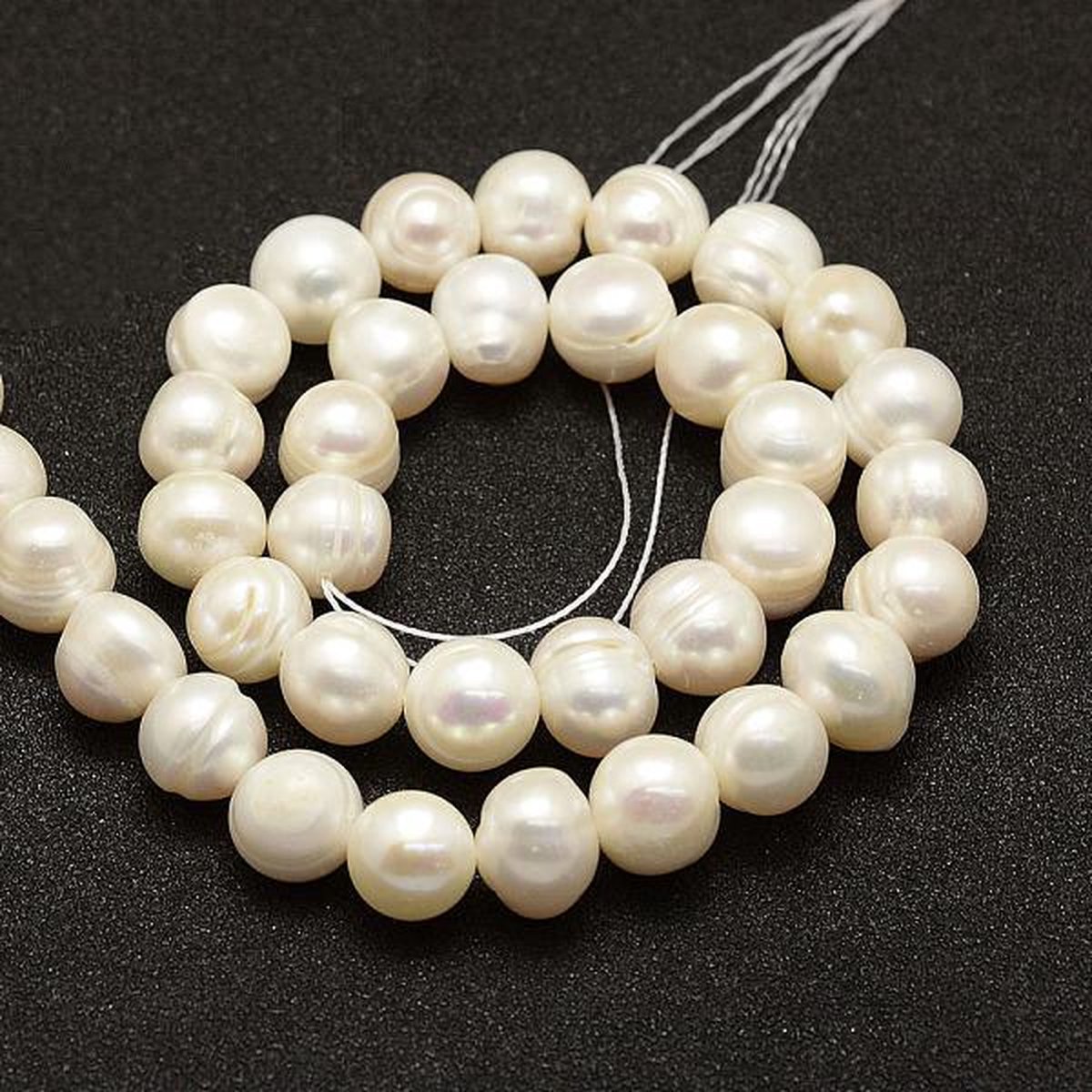 nbeads 1 Strengen Natuurlijke Zoetwaterparels, 5.5~6mm Ronde Witte Cultuur Zoetwaterparel Losse Spacer Kralen voor Ketting Armband Sieraden Maken, Gat: 0.5 mm