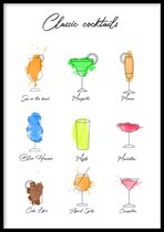 Poster Classis Cocktails - 30x40 cm Met Fotolijst - Cocktail Poster - Ingelijst - WALLLL